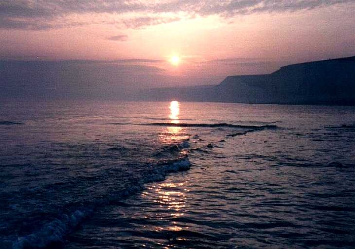 Sunset over the sea, near Birling Gap, Sussex, south coast