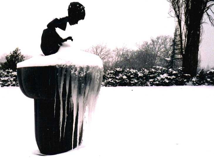 Ice-bound statue, Regent's Park, London