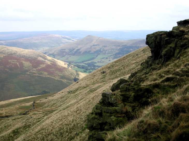 Looking down from Kinder Scout, Edale, Derbyshire Peak District
