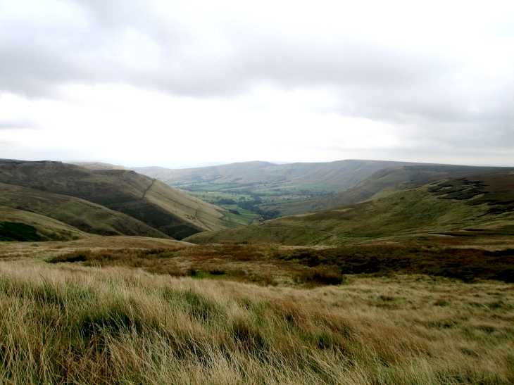 Grassy terrain on Kinder Scout, Derbyshire Peak District