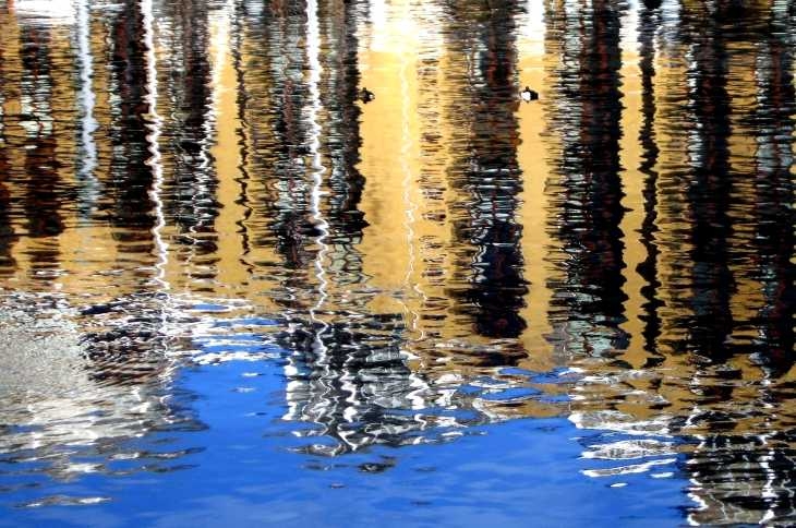 Reflections on water, St Katharine's Dock, London
