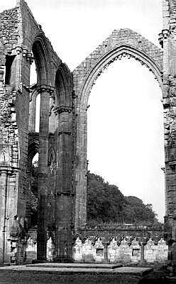 Fountains Abbey, Yorkshire, photographs in black and white