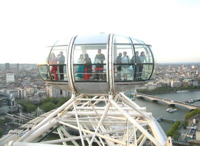 The London Eye, at the top