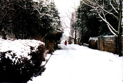 Rosemary Gardens, London, Islington in snow