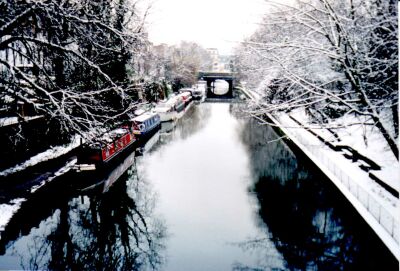 The canal near Angel, Islington, London in snow