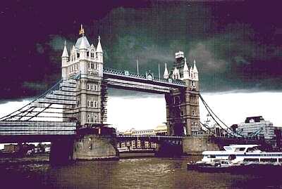 Tower Bridge, London, stormy sky
