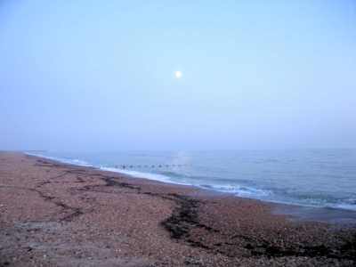 Beach and moon, Shoreham-by-Sea